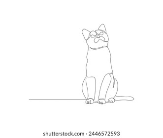 Continuous line drawing of cat. One line of cute cat. Cute pet concept continuous line art. Editable outline.
