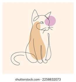 Dibujo continuo de una ilustración vectorial de mascota de gato.
