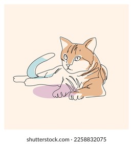 Dibujo continuo de una ilustración vectorial de mascota de gato.