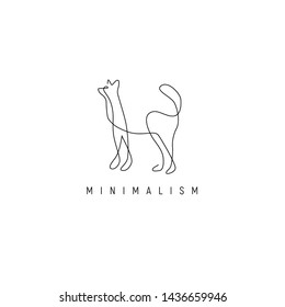 Continuous line drawing. Cat symbol. Logo of the cat. Vector illustration