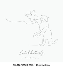 continuous line drawing. catch butterfly. simple vector illustration. catch butterfly concept hand drawing sketch line.