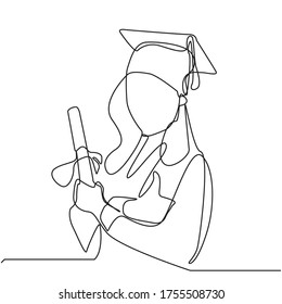 Continuous Line Drawing Celebrating Graduationcommencement Ceremony ...