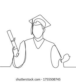 Continuous Line Drawing Celebrating Graduationcommencement Ceremony ...