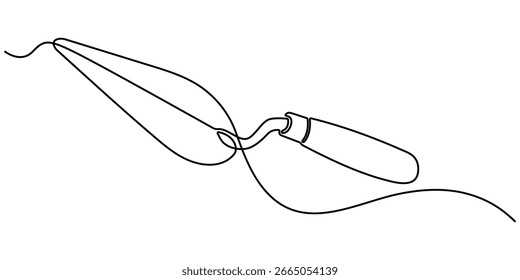 Continuous line drawing of cement trowel. Worker tool concept continuous line art. Trowel linear icon. construction trowel tools concept graphic design vector style. Editable outline
