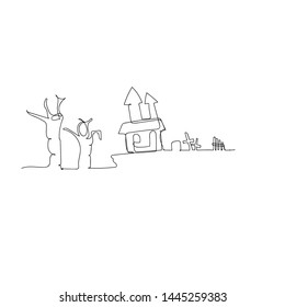 continuous line drawing of cemetery. isolated sketch drawing of cemetery line concept. outline thin stroke vector illustration