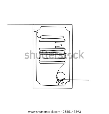 continuous line drawing Certificate award illustration