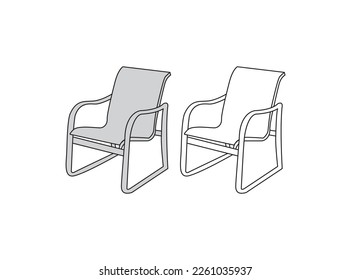 continuous line drawing of chair logo stock illustration design.