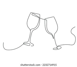 Continuous Line Drawing Champagne