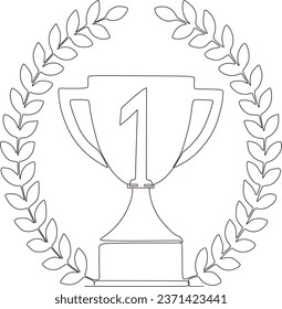 Continuous line drawing of champion trophy vector illustration