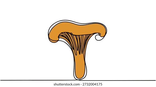 Fortlaufende Linie Zeichnung Chanterelle Pilz
