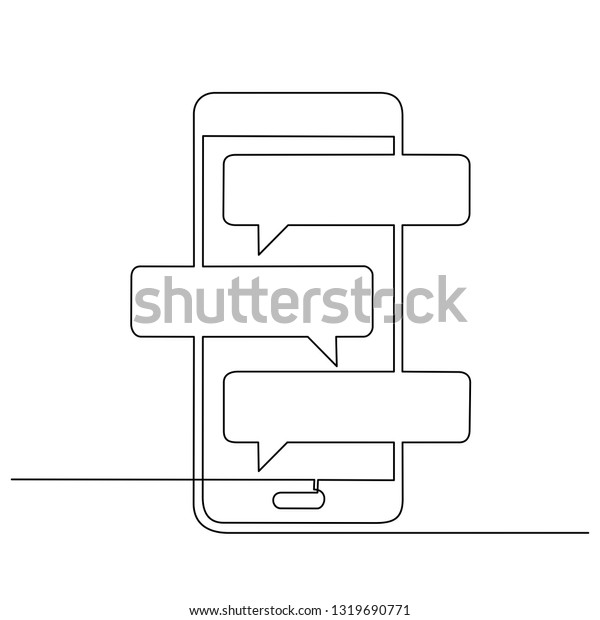 Continuous Line Drawing Chat Message On Stock Vector Royalty Free