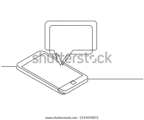 Continuous Line Drawing Chat Message On Stock Vector Royalty Free