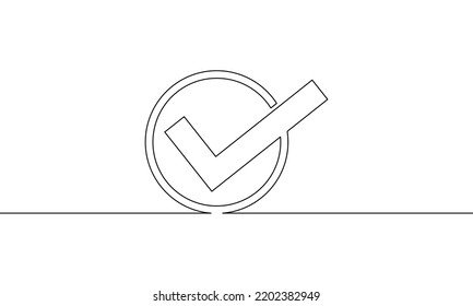 Continuous line drawing of check icon, checklist sign symbol, business growth, object one line, single line art, vector illustration