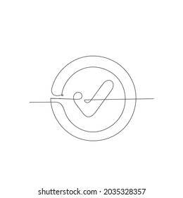 continuous line drawing check mark illustration vector isolated
