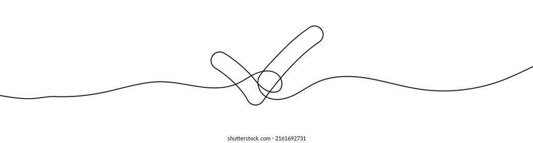 Continuous line drawing of check mark. Tick one line icon. One line drawing background. Vector illustration. Check mark black icon