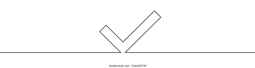Continuous line drawing of check mark. Tick one line icon. One line drawing background. Vector illustration. Check mark black icon