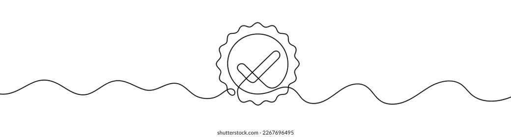Continuous line drawing of check mark. Tick one line icon. One line drawing background. Vector illustration. Check mark black icon