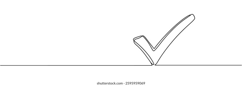 Continuous line drawing check mark icon. Single line confirmation icon. Vector illustration.
