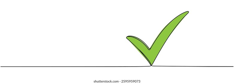 Continuous line drawing check mark icon. Single line confirmation icon. Vector illustration.