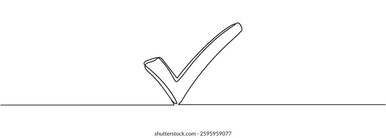 Continuous line drawing check mark icon. Single line confirmation icon. Vector illustration.