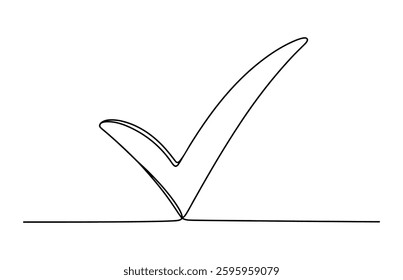 Continuous line drawing check mark icon. Single line confirmation icon. Vector illustration.