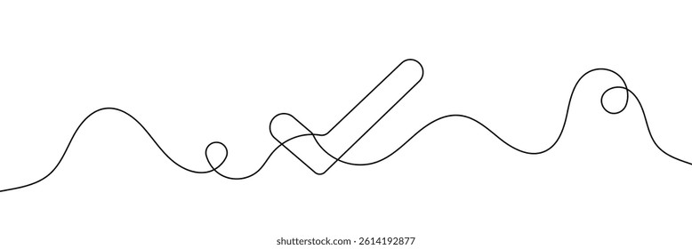 Continuous line drawing of check mark. Tick one line icon. One line drawing background. Vector illustration. Check mark black icon