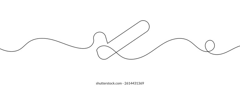 Continuous line drawing of check mark. Tick one line icon. One line drawing background. Vector illustration. Check mark black icon .Vector  Illustration .EPS 10 .