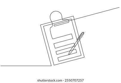 Dibujo de línea continua del icono de lista de comprobación. Ilustración vectorial de símbolo dibujado a mano, dibujo de línea continua del ícono de lista de verificación. Dibujado a mano Símbolo Ilustración vectorial, Dibujo continuo de una línea.