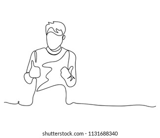 continuous line drawing of cheerful football vector illustration