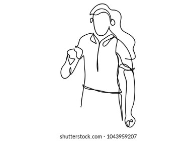 continuous line drawing of a cheerful cheerful leader cheerful vector business illustrator