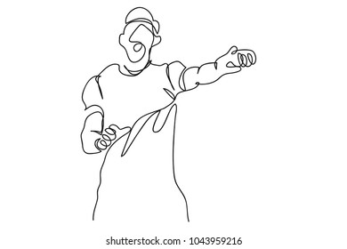 continuous line drawing of a cheerful cheerful leader cheerful vector business illustrator