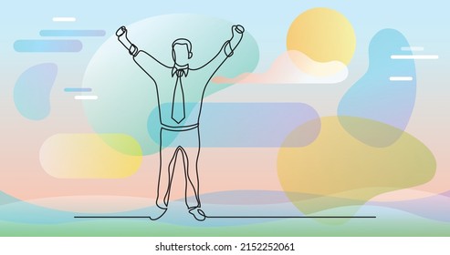 dibujo de línea continua de alegre empresario