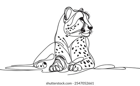A continuous line drawing of a cheetah