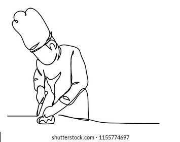 continuous line drawing of chef cooking cook a gourmet concept vector illustration.