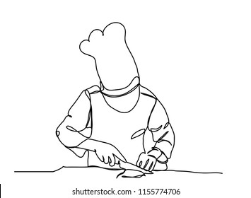 continuous line drawing of chef cooking cook a gourmet concept vector illustration.