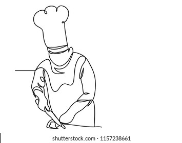 continuous line drawing of chef cooking cook a gourmet concept vector illustration.