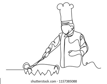 continuous line drawing of chef cooking cook a gourmet concept vector illustration.