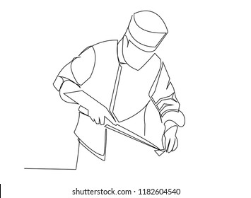 continuous line drawing of chef cooking cook a gourmet concept vector illustration.