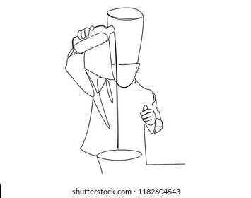continuous line drawing of chef cooking cook a gourmet concept vector illustration.