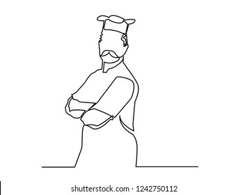 continuous line drawing of chef cooking cook a gourmet concept vector illustration.