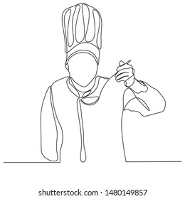 continuous line drawing of chef cooking cook a gourmet concept vector illustration.