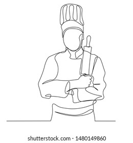 continuous line drawing of chef cooking cook a gourmet concept vector illustration.