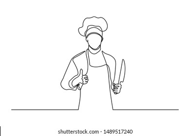 continuous line drawing of chef cooking cook a gourmet concept vector illustration.