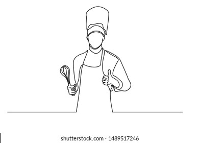 continuous line drawing of chef cooking cook a gourmet concept vector illustration.