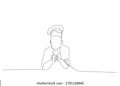 continuous line drawing of chef cooking cook a gourmet concept 