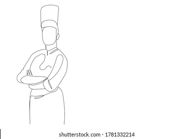 continuous line drawing of chef cooking cook a gourmet concept 