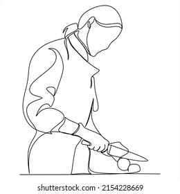 continuous line drawing of chef cooking cook a gourmet concept vector illustration.