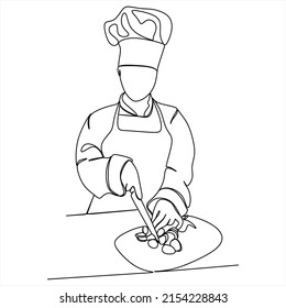 continuous line drawing of chef cooking cook a gourmet concept vector illustration.