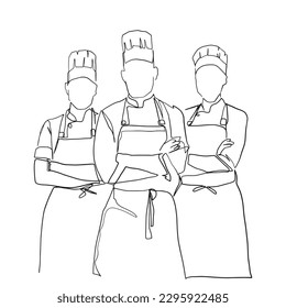 continuous line drawing of a chef cooking cook a gourmet concept hand drawn illustration vector