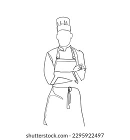 continuous line drawing of a chef cooking cook a gourmet concept hand drawn illustration vector